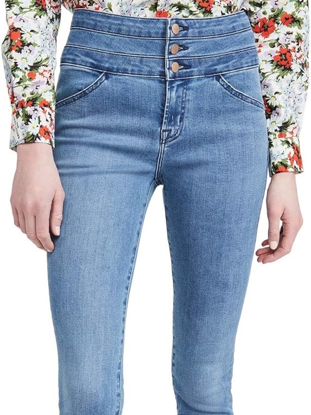 J Brand| Annalie High Rise Skinny Jeans in Vivacious Blue w/Multi-Buttons Sz 26